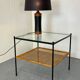 Table d'appoint ou table basse en rotin et verre de style danois moderniste du milieu du siècle