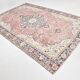 7x10 Vintage Salmon Pink & Navy Blue Vintage Persian Area Rug, 207x315 Cm
