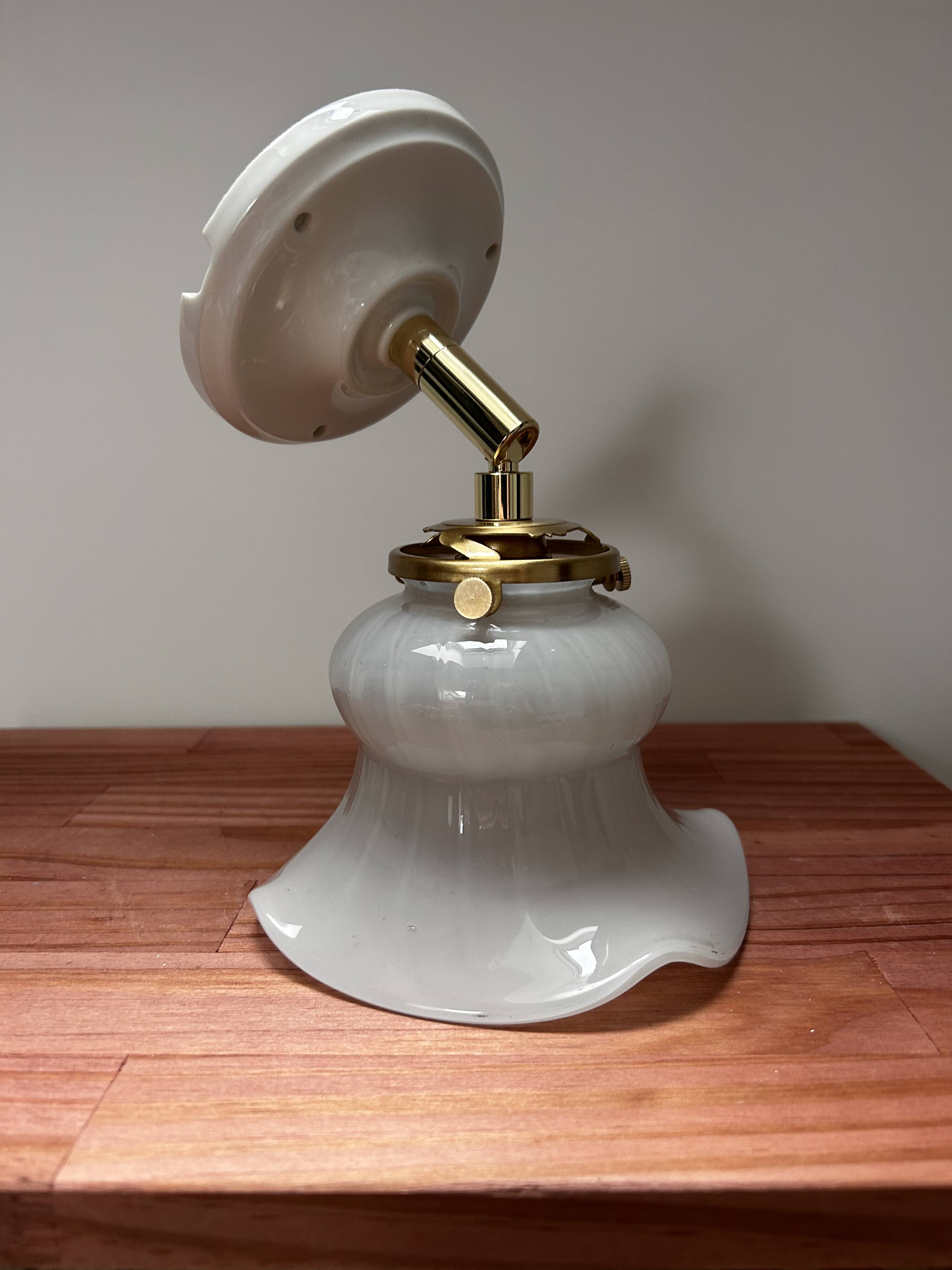 Vintage glass and ceramic tilting wall light