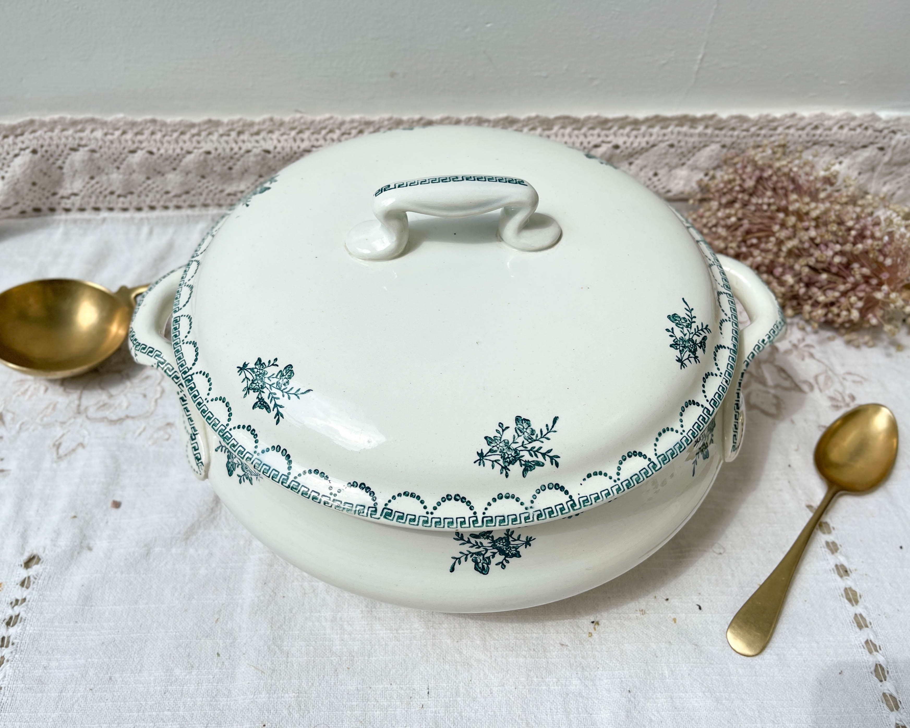 Soup Pot Green Iron Land St Amand, XIXth