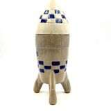 Ceramic rocket, spaceship bottle, France 1940s-1950s