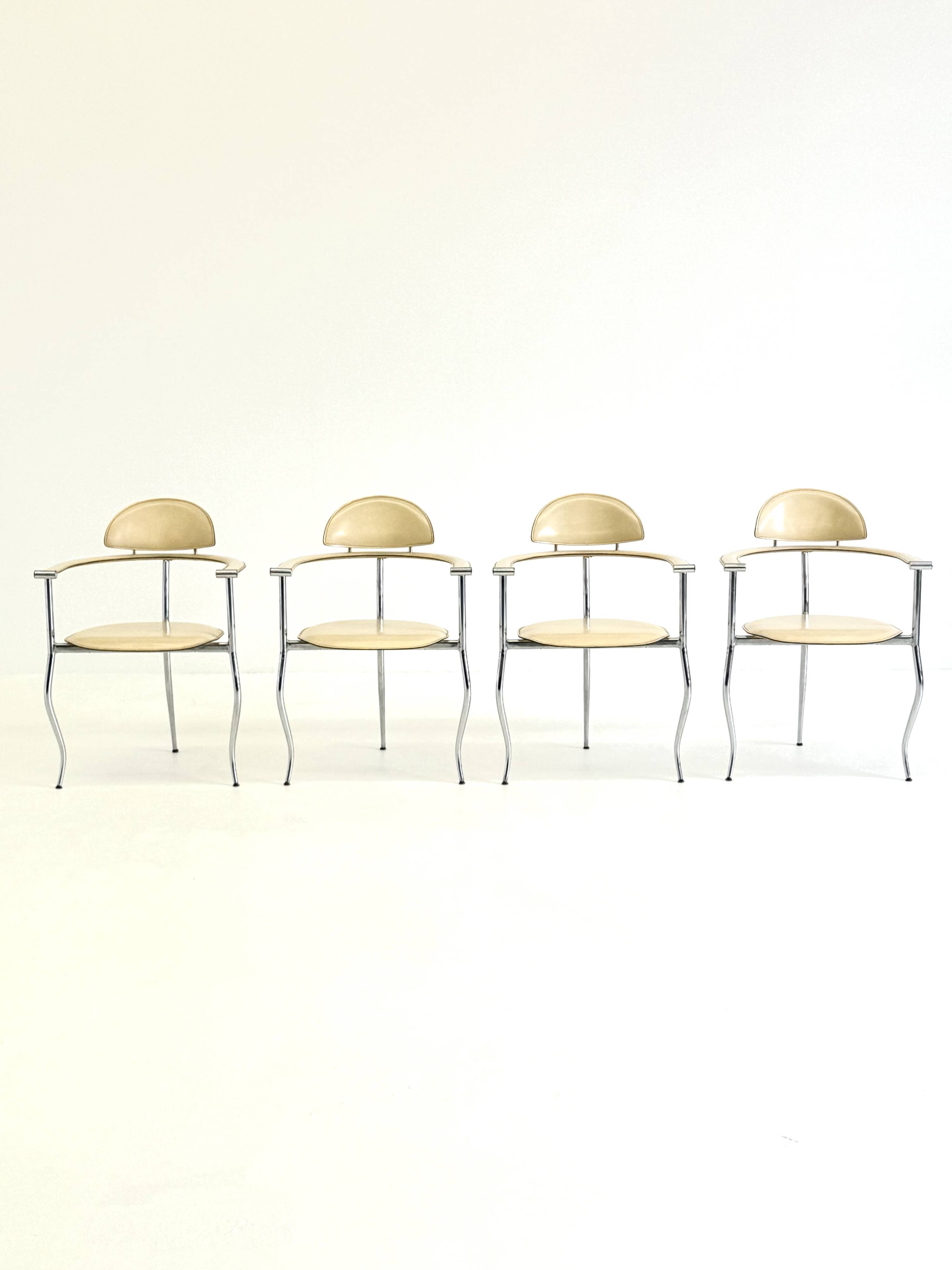 Set of yellow Marilyn Stiletto dining chairs Arrben Italy