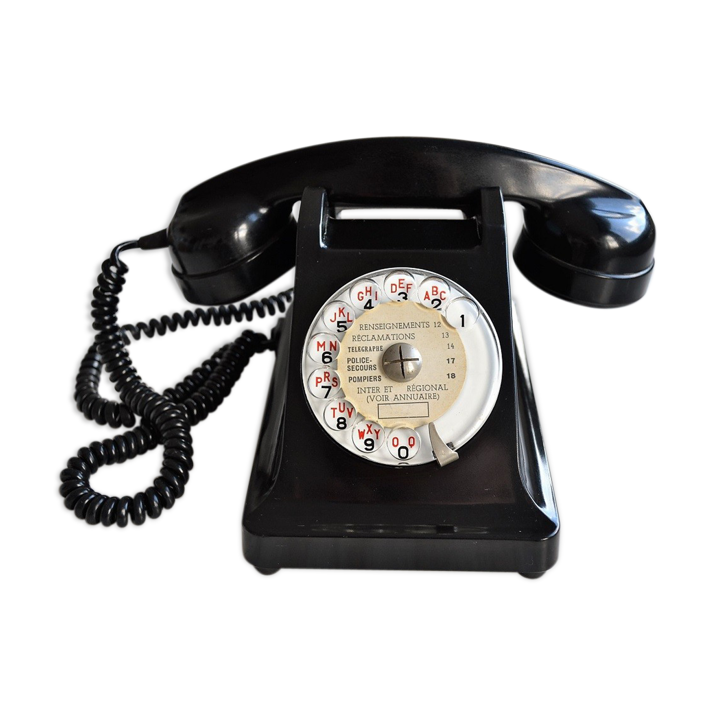 Bakelite dial PTT phone with 1960s vintage earpiece