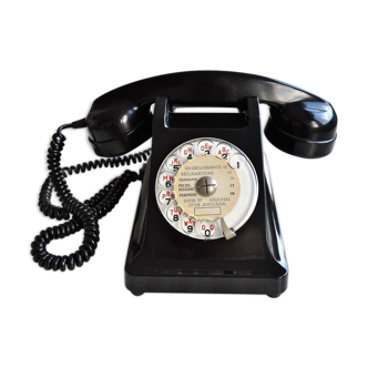 Bakelite dial PTT phone with 1960s vintage earpiece