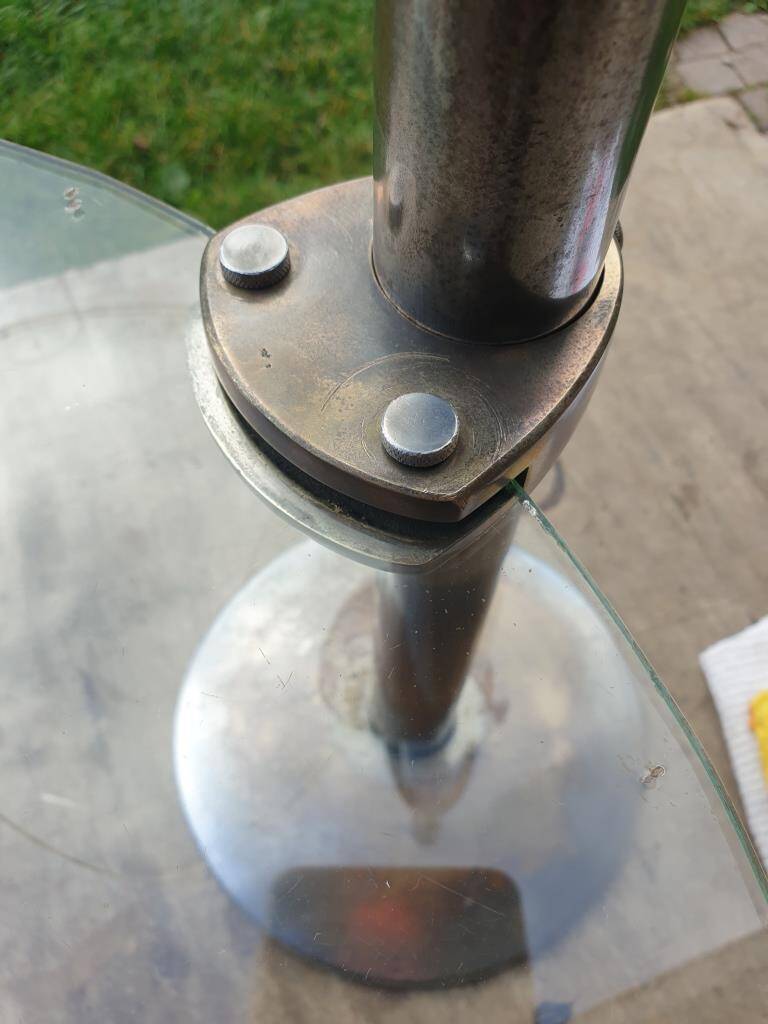 Art Deco chrome brass display 3 glass shelves