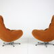 Set of two orange wing armchairs Interier Praha, Czechoslovakia