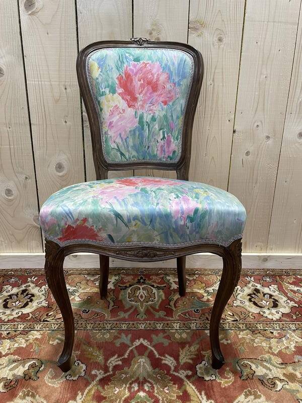 Suite de 6 chaises Louis Philippe à Rossi fleuri