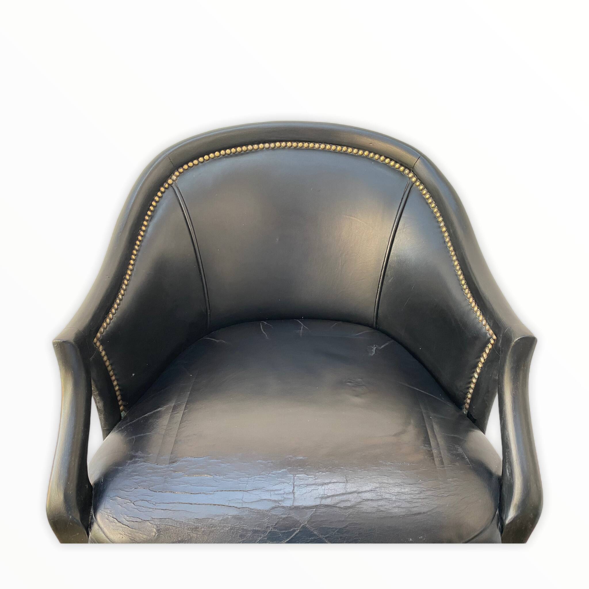 Tall black leather bar chair