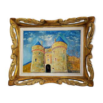 Framed oil painting.