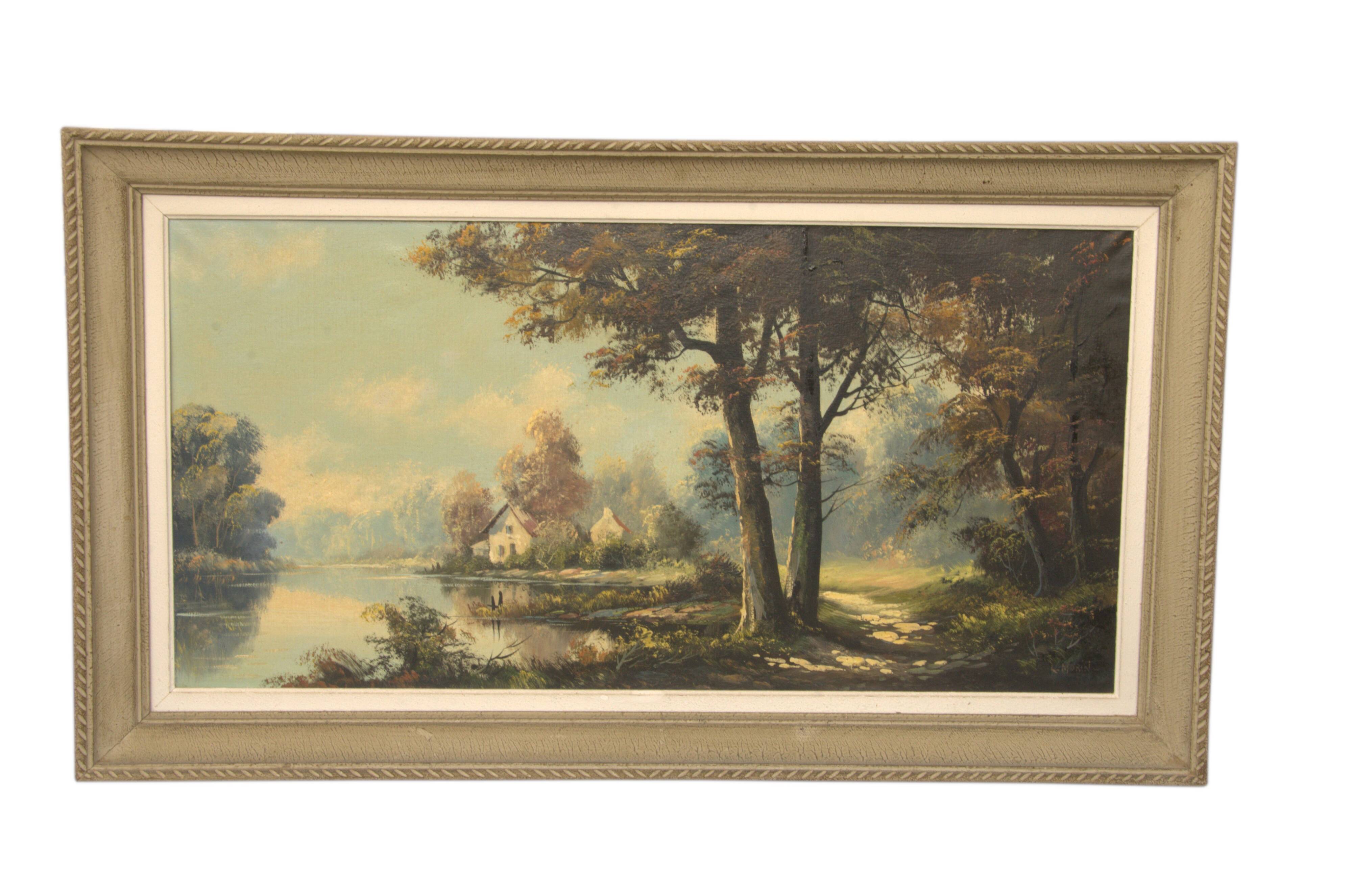 Landscape painting, oil on canvas signed L. Morin.