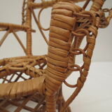 Fauteuil de poupée  en osier clair