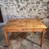 Antique French dining table with drawer, around 1900.
