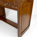 Art deco dressing table in sculpted walnut, france, circa 1930