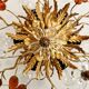 Floral ceiling light in gilded metal and crystal, Banci Firenze (Italy), 1970.