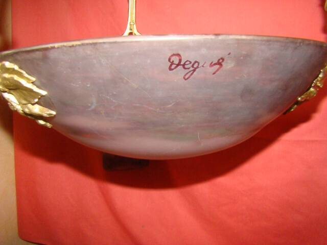 glass paste lustre 1 bowl and 3 tulips signed "Degué" Art Deco period