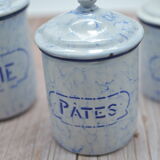 Set of 5 spice pots in enamelled sheet metal