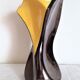 Art Deco vase in two-tone glazed ceramic (black/yellow), signed and numbered