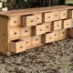 Commode allemande, bureau comptoir en pin 21 tiroirs