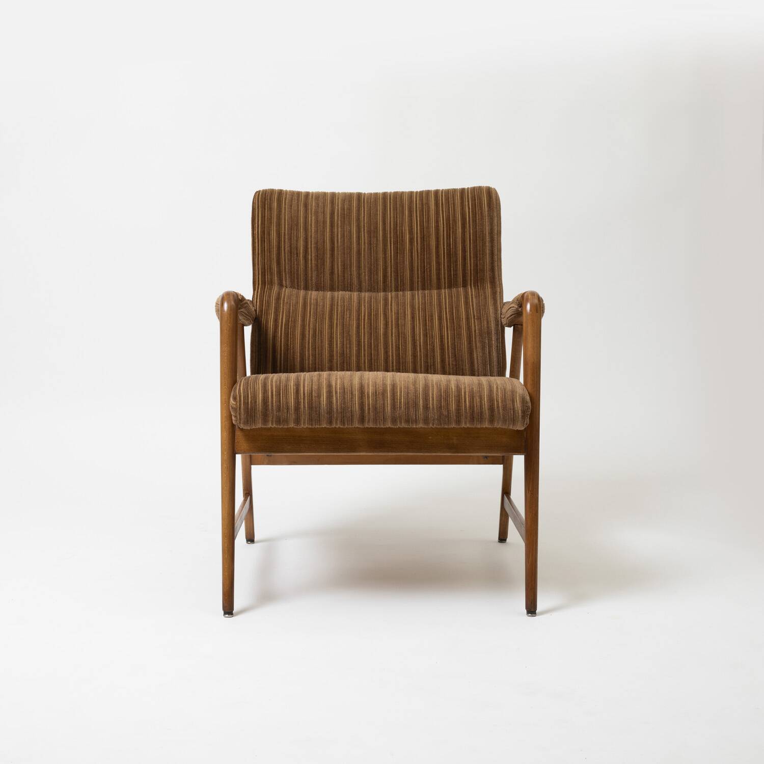 Italian lounge chair in beech and fabric, 1950s