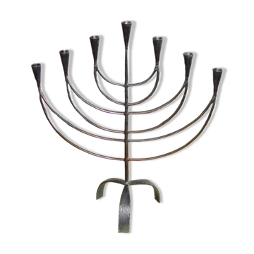 Wrought and beated iron menorah sweden 1950