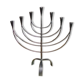 Wrought and beated iron menorah sweden 1950