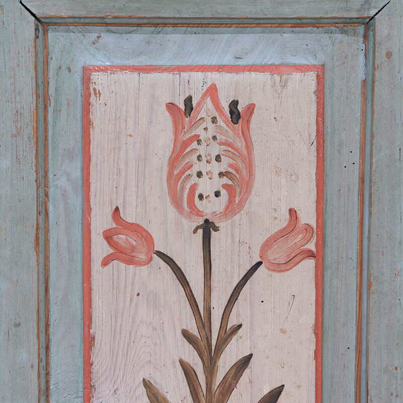 Rustic Weathered Farmhouse Folk Art Painted Bridal Cabinet