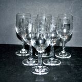 Portieux lot de 6 verres à liqueur anciens modèle ferdinand rubans et guirlandes de fleurs 1910