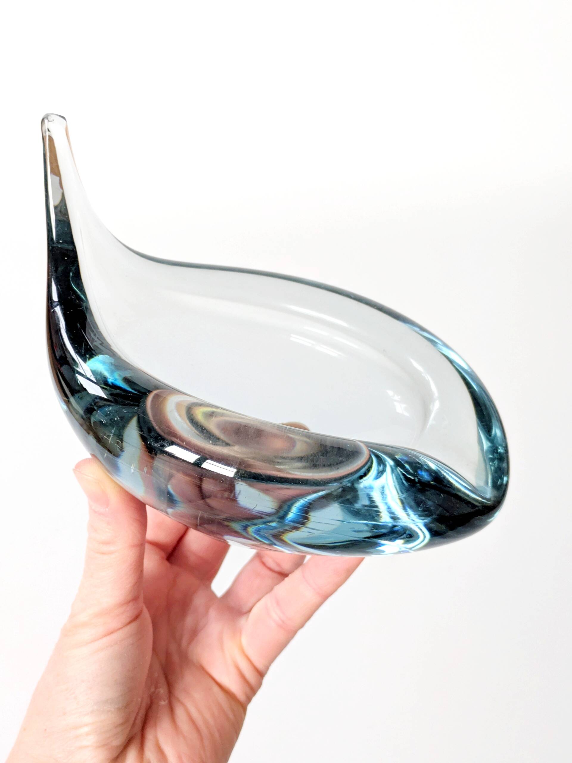 Vide poche en verra AKVA Per Lütken pour Holmegaard Danemark, années 60