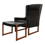 Fauteuil à oreilles et repose-pieds vintage par Rudolf Glatzel pour Kill In