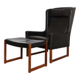 Fauteuil à oreilles et repose-pieds vintage par Rudolf Glatzel pour Kill In