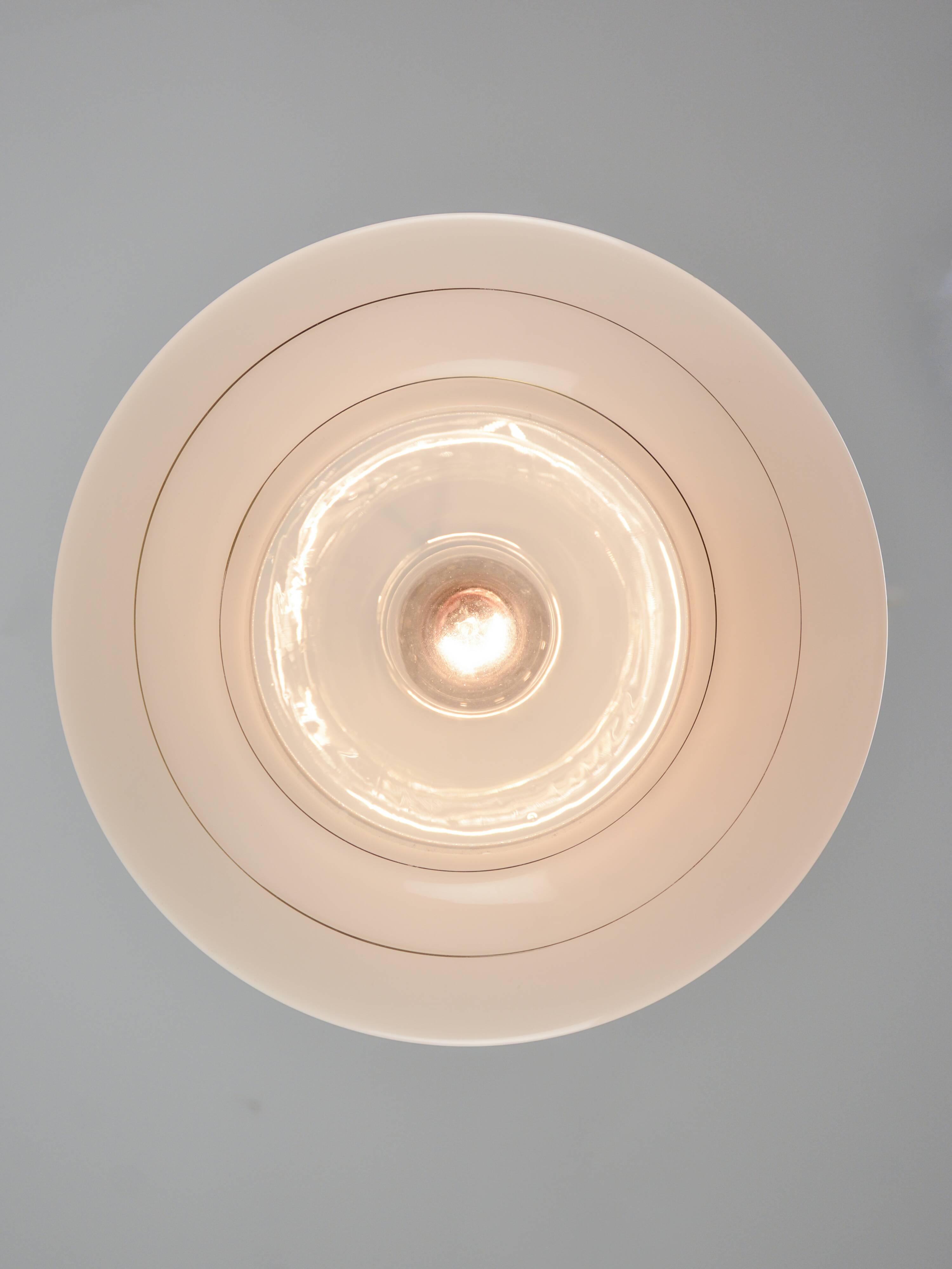 Vintage Mid-Century Modern White Glass Pendant Lamp