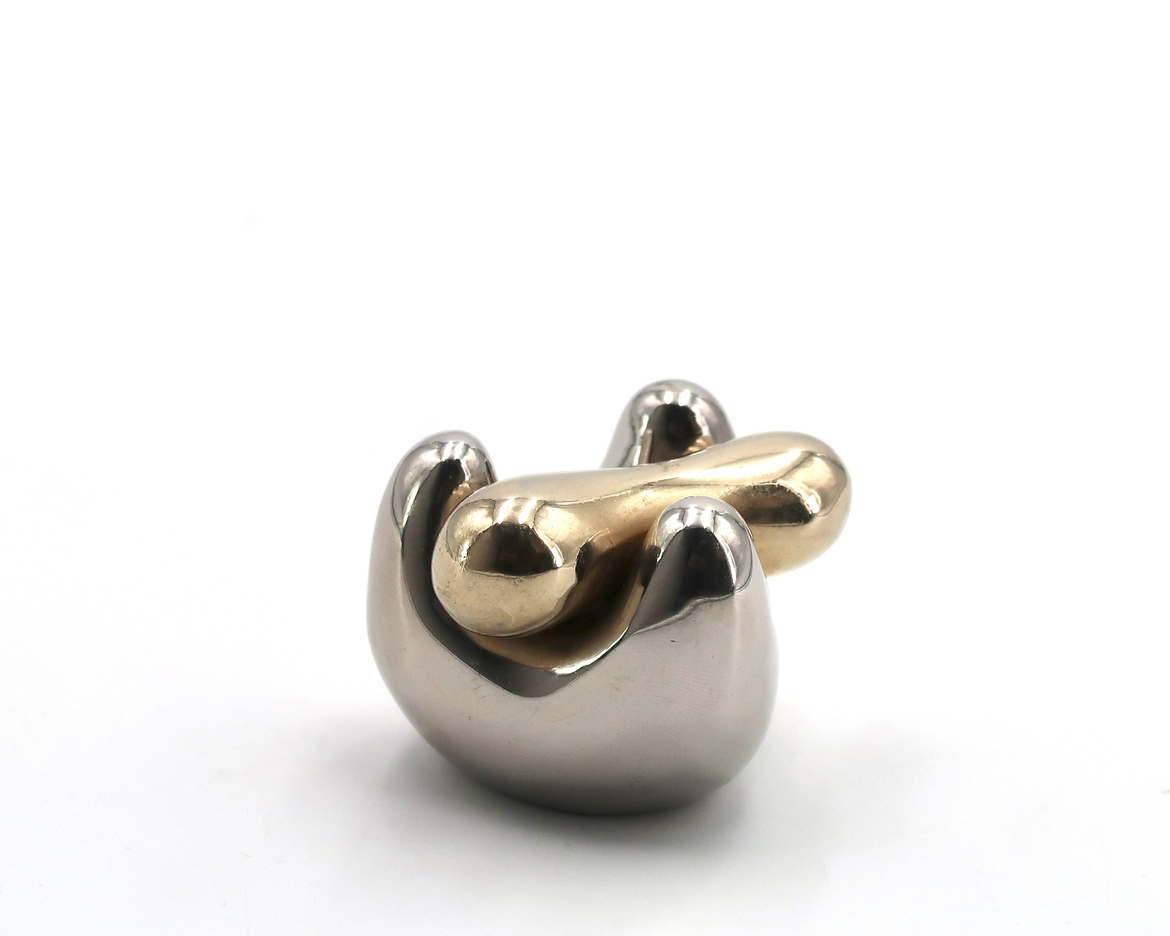 Gold and silver abstract sculpture, free form, 1970s