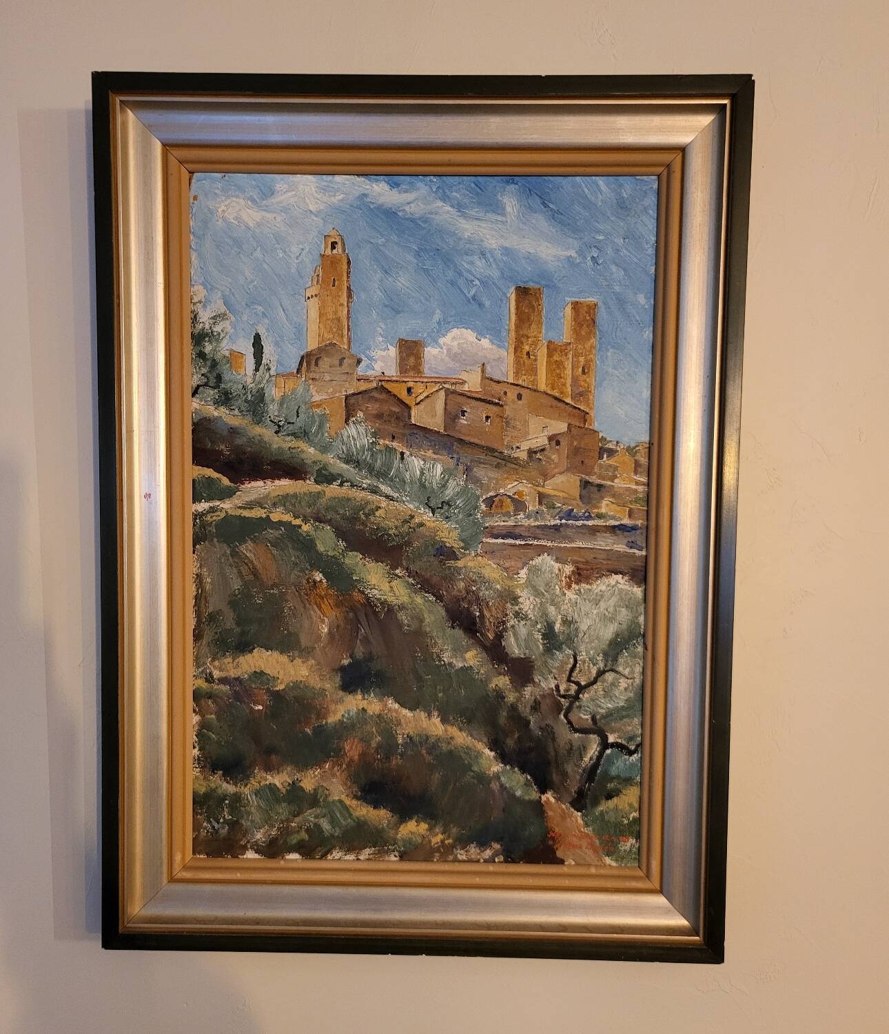 Oil painting by Hans Lindén /1938/ San Gimignano Italy