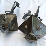 Pair of large metal sconces