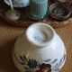 Grand Bol sur pied Faïence Digoin Sarreguemines fleurs brun bleu
