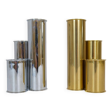 Modern Swedish candle holders in brass and steel, Englesson, Sweden, 1970s