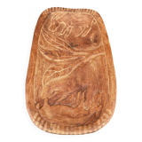 Large carved wall shelf – Stylized goat and billy goat in exotic wood