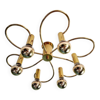 Large designer brass ceiling light, Cosack Leuchten, 1970s