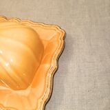 Antique yellow ceramic butter dish with bee decor, vintage Provençal style