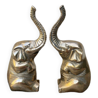 Brass elephant bookends