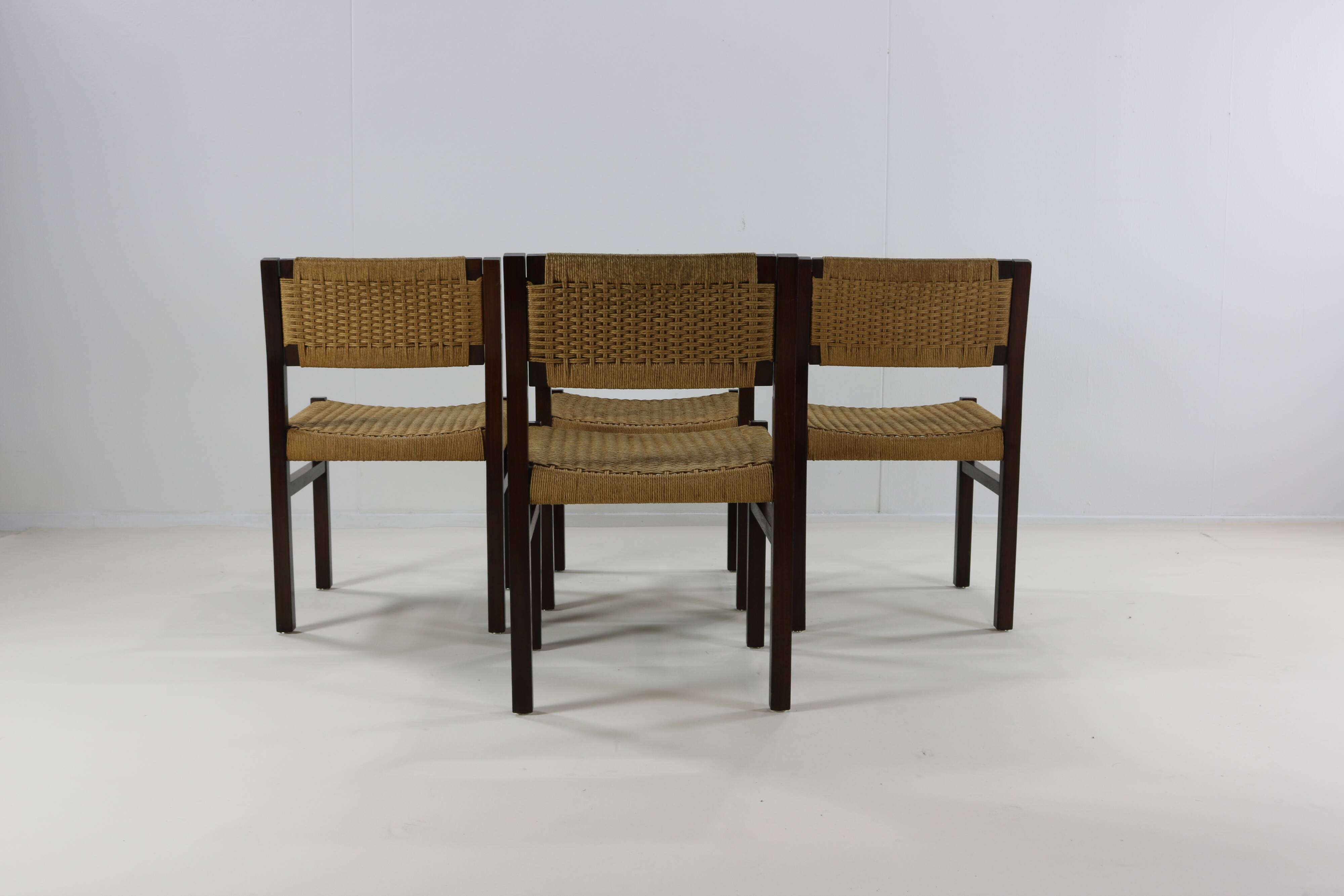 Set of four wenge wood dining chairs by Arnold Merckx for Fristho Holland