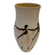 Grand Vase Design 1950, Décor Stylé de Personnages, Signé Balé