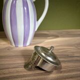 Purple striped teapot with lid strainer