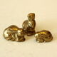 3 solid brass paperweights in the shape of rabbits vintage from the 1960s