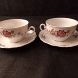 2 cups and saucers in german porcelain lehmann weiden (bavaria)