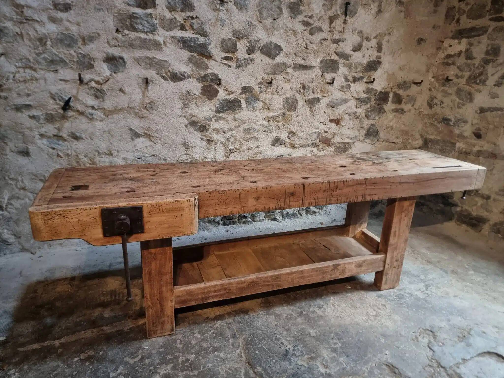Antique beech table, France early 20th century