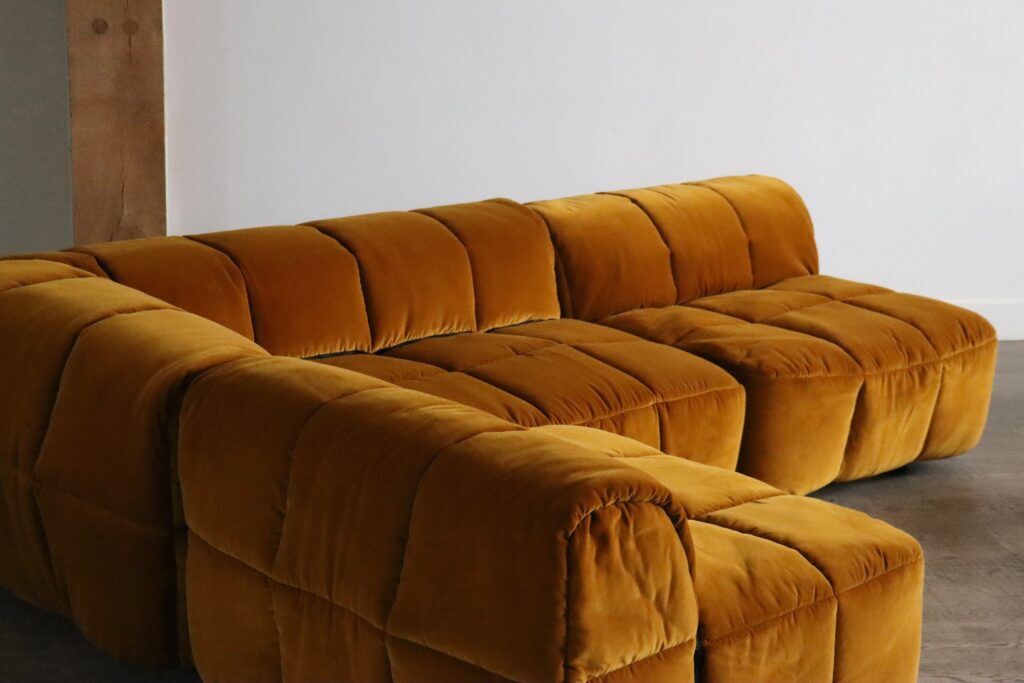 Arflex Strips sofa by Cini Boeri in velvet, Italy 1968