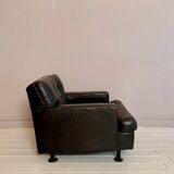 Square Armchair in Dark Brown Leather by Marco Zanuso for Arflex, 1960s
