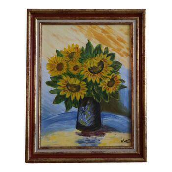 Sunflower painting signed M.C. Weiss