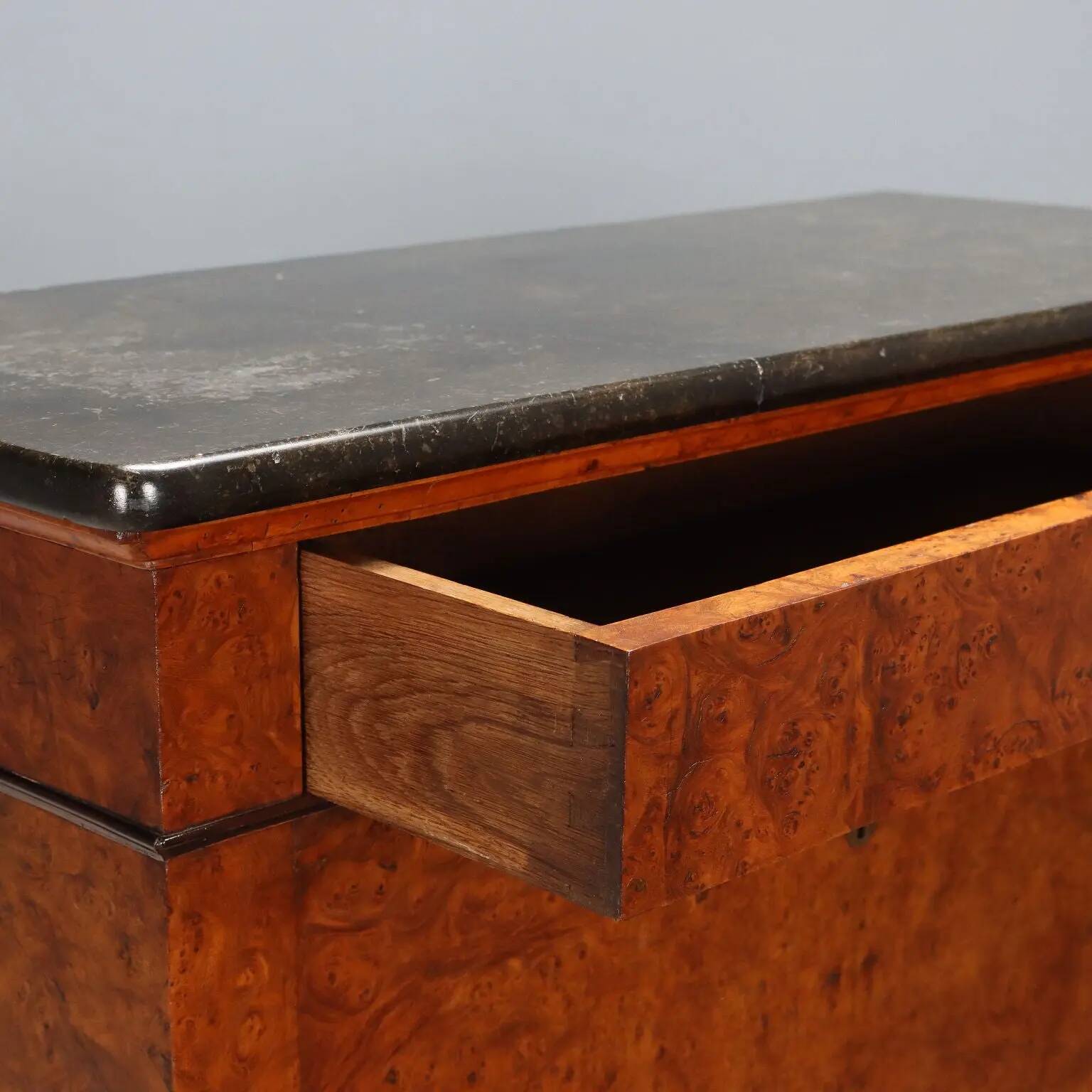 Former secretary in elm with a marble top, France, 19th century.